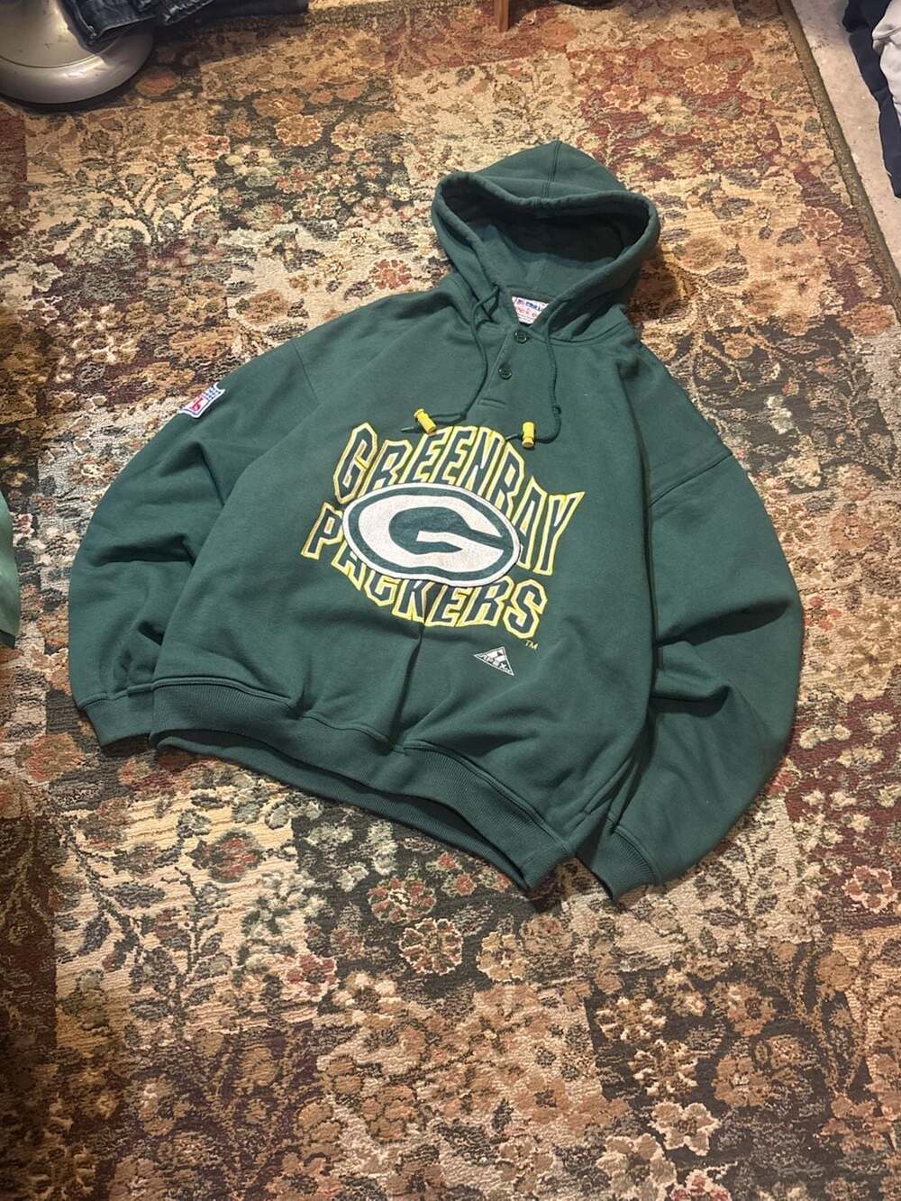 Vintage 90s Green Bay Packers NFL Pro Line by Apex One Henley Hoodie XL